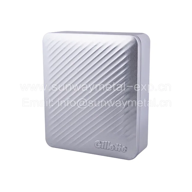 Rectangle tin with embossed printing razor tin packaging