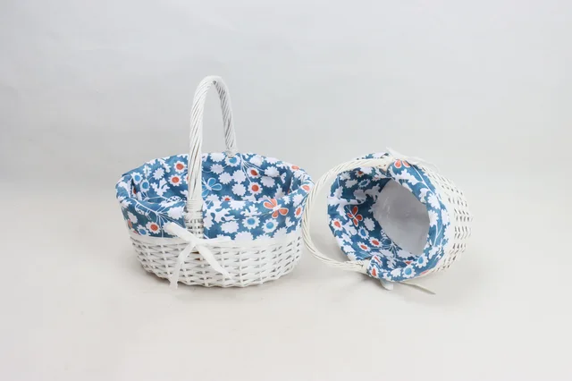 Oval handmade wicker basket gift willow basket with handles set of 2