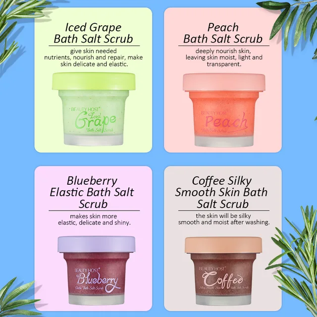Beauty Host Iced Grape Blueberry Peach Coffee Elastic bath salt scrub