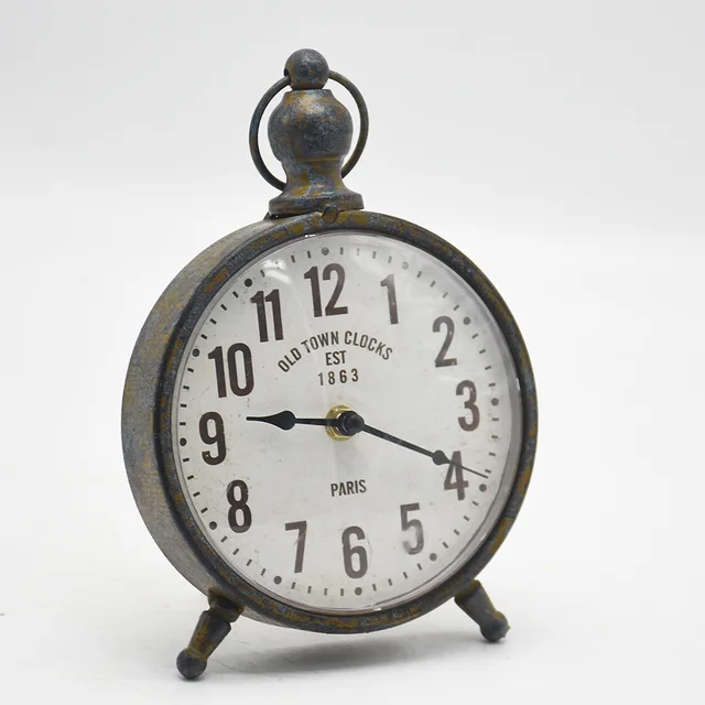 Wholesale Home Decor Small Vintage Antique Bedside Table Top Digital Clock Retro Rustic Metal Luxury Desk & Table Clocks