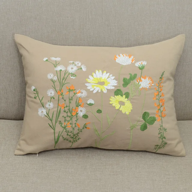 Embroidery pillow cover