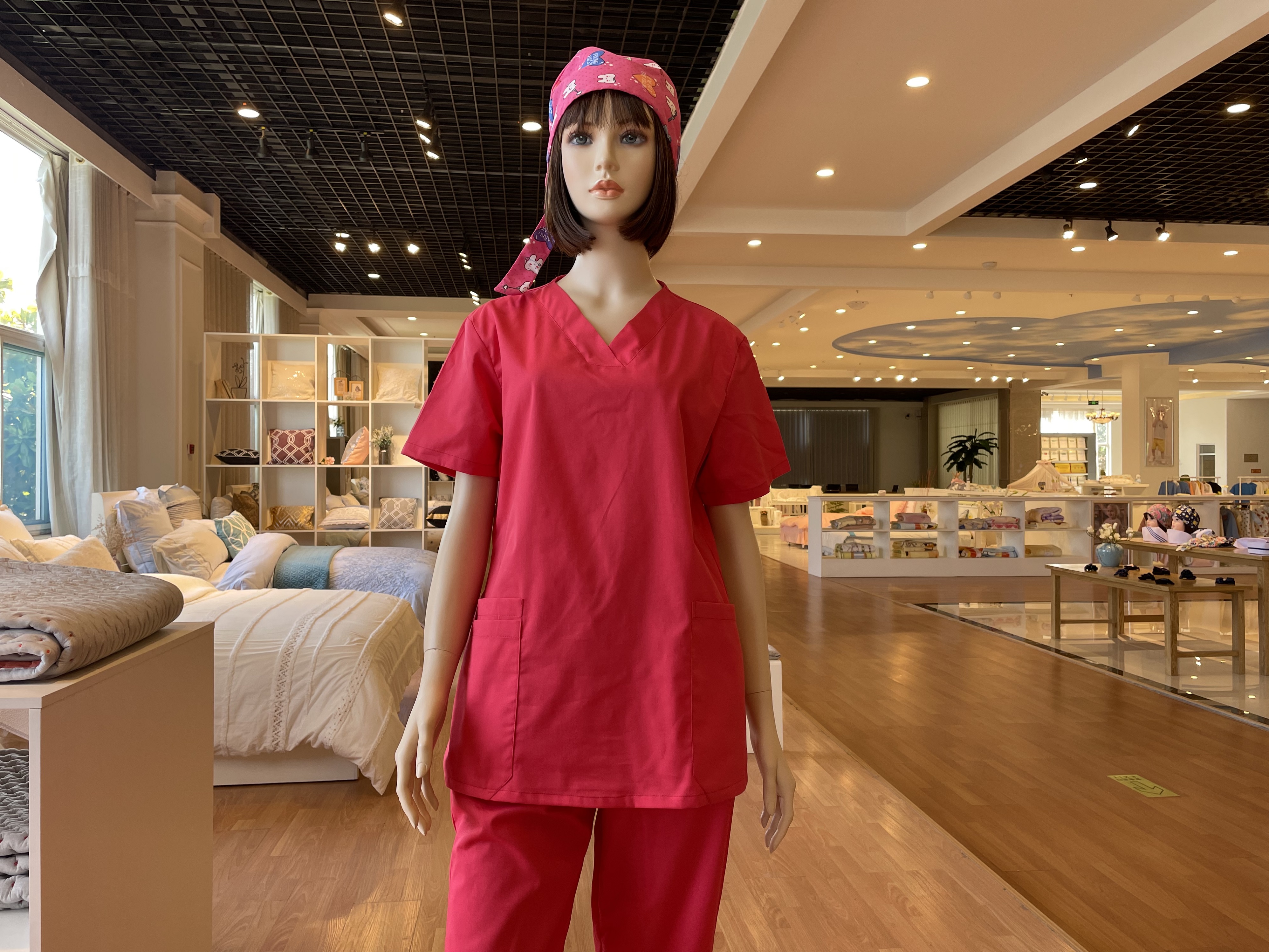 Fashionable CVC spandex medical scrub set