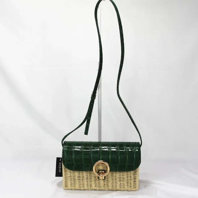 Paper straw hand woven women shoulder bag