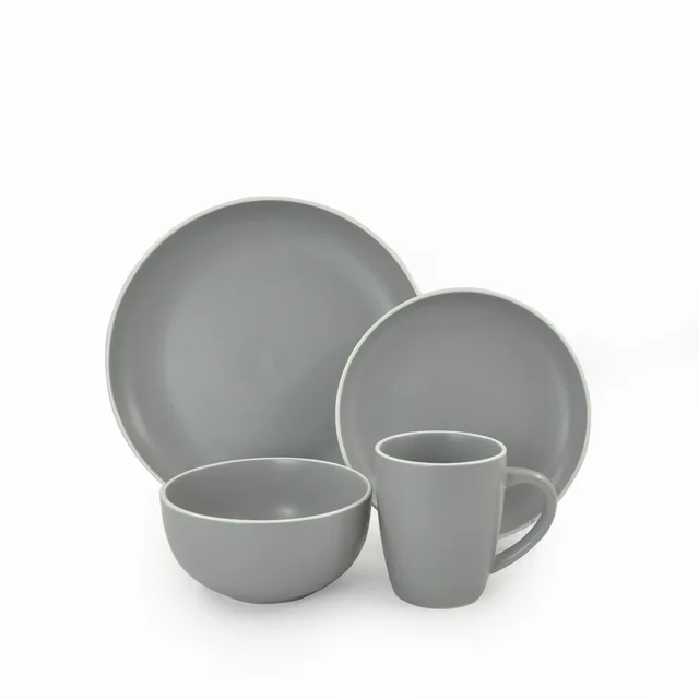 Colorful design natural glazes thick round dinner plate tableware ceramic dinner set