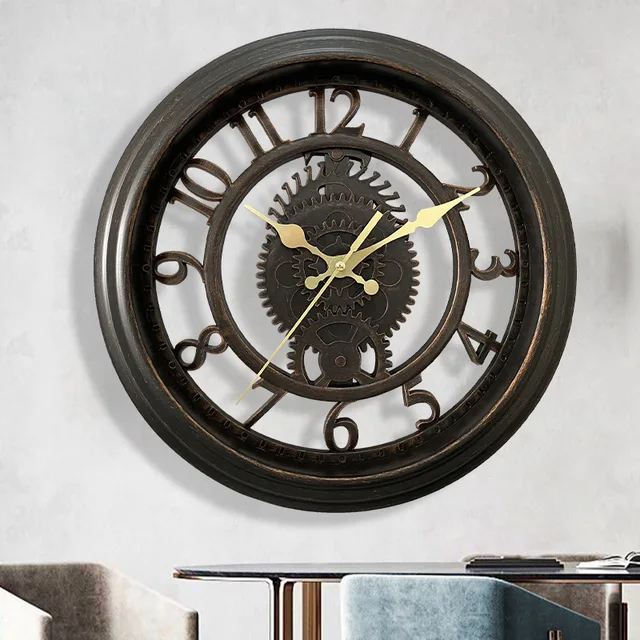 Antique Customised Wall Clock Gift Imitated Metal Industrial Plastic Decorative Wall Sticker