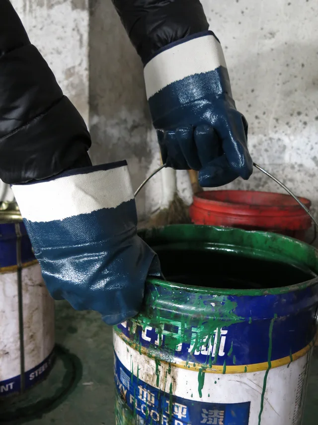 Blue nitrile gloves