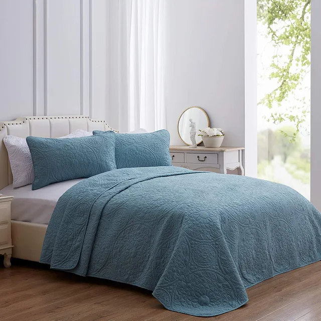 Summer Quilt 100% Cotton Bed Cover Set Embroidered Indian Bedspread Set
