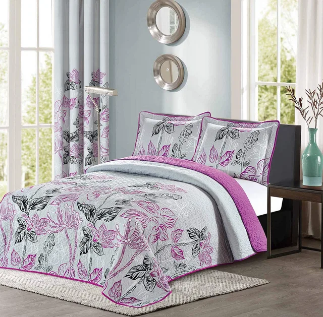 100% polyester microfber warm quilted comfort lace Bedspread Set With Pillowcase