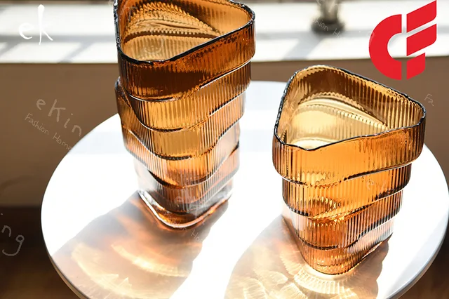 # EKINGFuture Architecture handblown irregular triangle shape vase, small vase, colorful glass vase