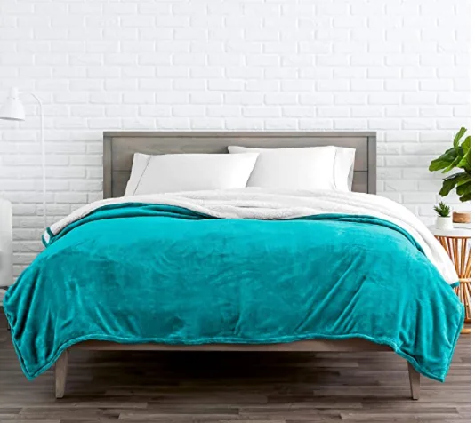 Popular-selling basic style solid colour flannel +Sherpa blanket