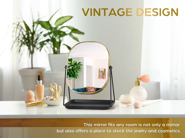 Greenfrom Rectangle Shape Single Side Vintage Mirror with Tray