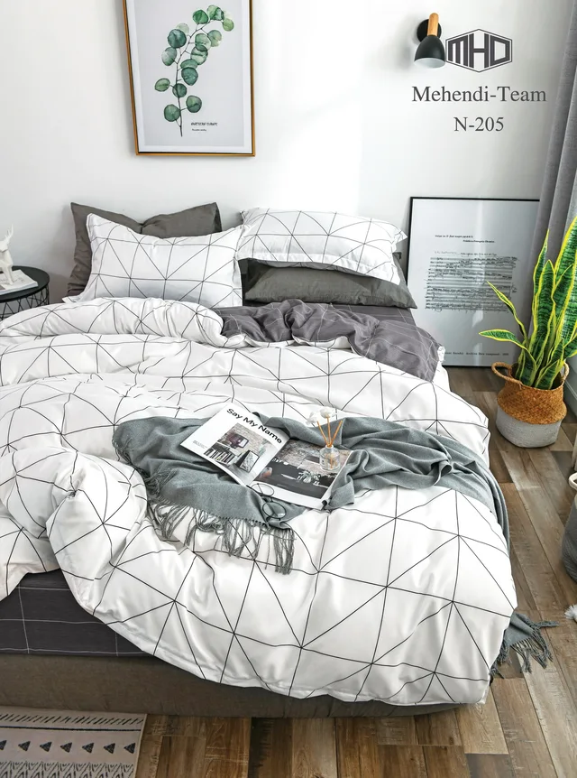 Geometric Stripe 100% polyester Duvet Cover set