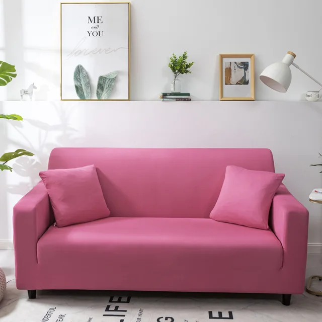Solid color stretch sofa cover