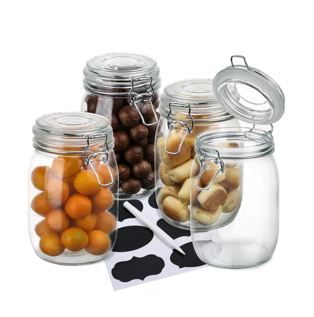 Glass food jar with glass lid