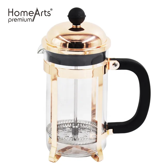 Stainless steel rose gold French press tea maker
