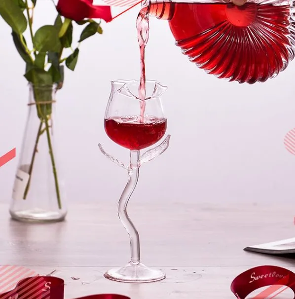 Rose shaped gift High Borosilicate Handmade Wine Glasses goblets