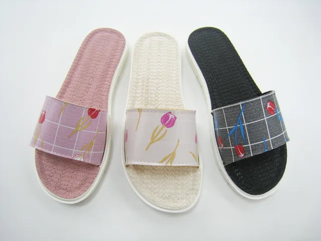 Fashion casual beach indoors outdoor flower ladies' PVC slippers slides