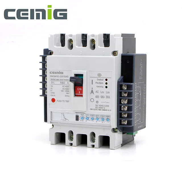 CEMIG SMGM1E Serie Adjustable Electronic Type Moulded Case Circuit Breaker MCCB for Circuit Overload/Short Circuit Protection