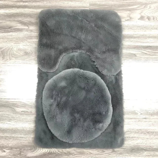3pcs Faux Rabbit Fur Bath Mat