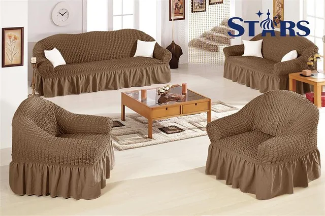 Universal sofa cover single color bubble style 3+2+1+1 set