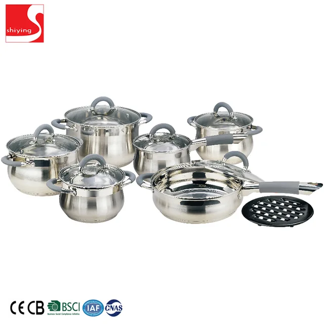 SY-Kitchenware 8pcs stainless steel cookware with glass lid stainless steel cooking pot and pan