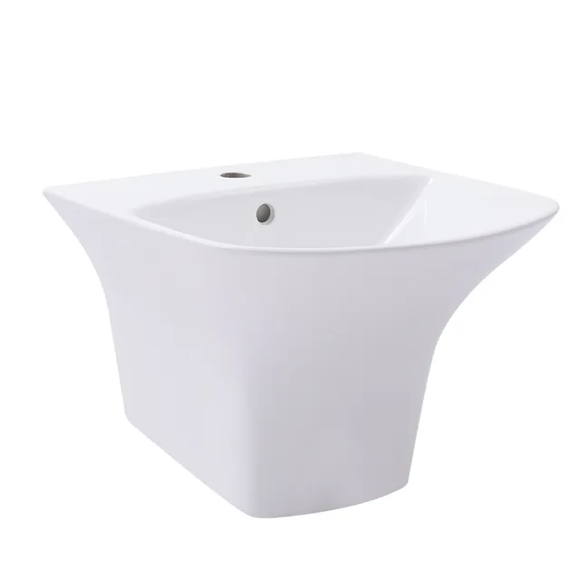 New short square wall hung basin one piece sink