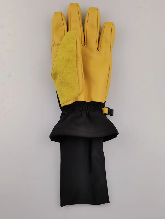 Thermal leather ski gloves with long windproof cuff