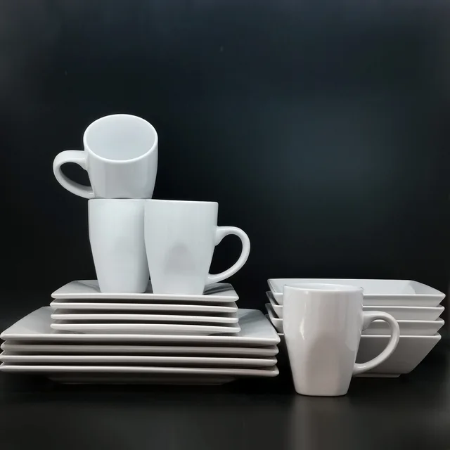 Stoneware coupe shape glazed dinner set White