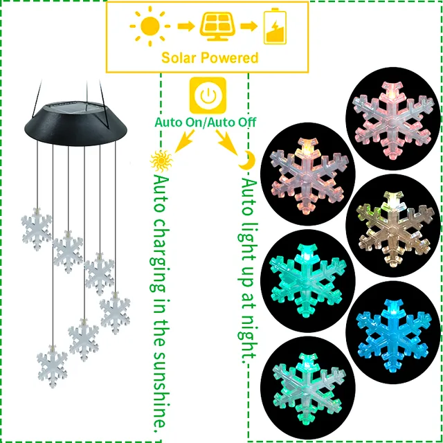 Ganges solar lamp Christmas snowflakes Outdoor solar garden lamp Solar wind chime lamp Solar color changing LED wind chime lamp