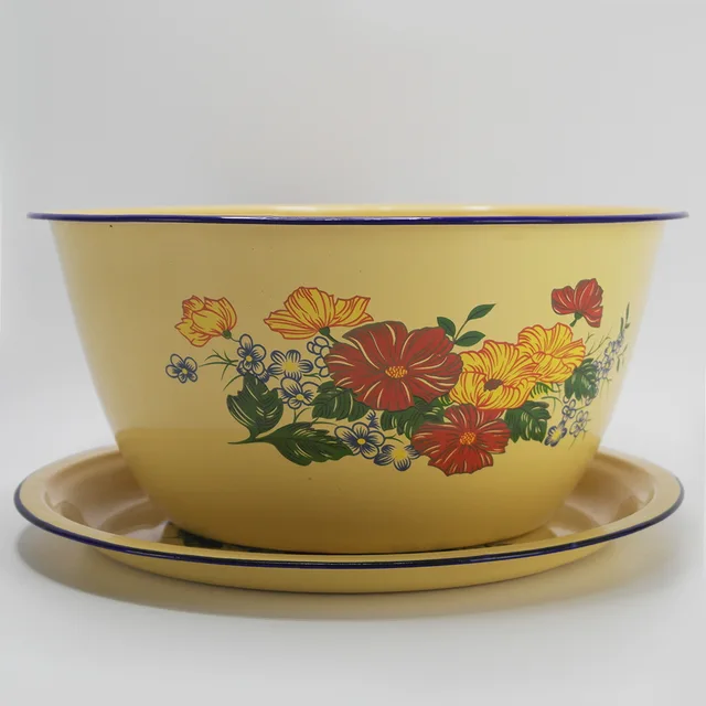 Wholesales custom logo print iron tin metal enamel serving washing bowl
