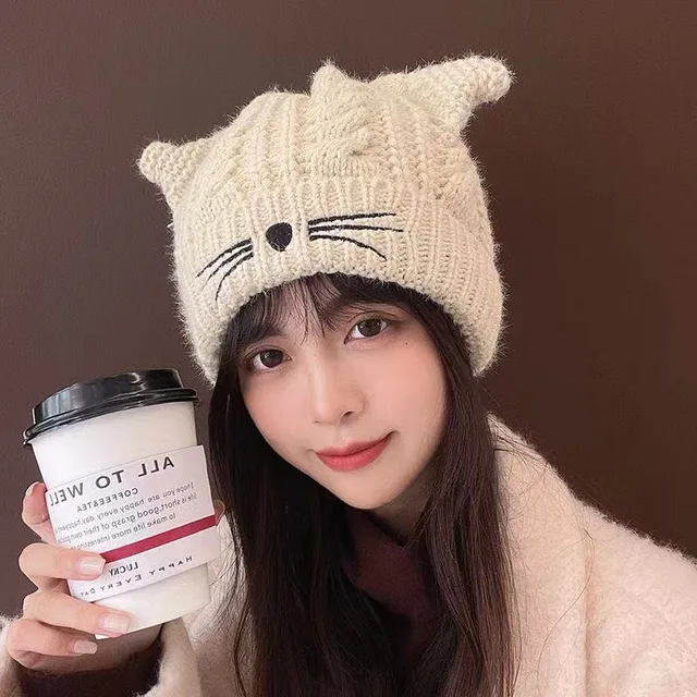 Custom Winter cartoon Women Knitted Beanie Hat
