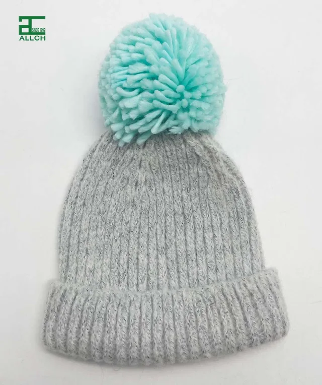 AL000600 ALLCH Ladies Knitted Beanie Hat With Big Pompom
