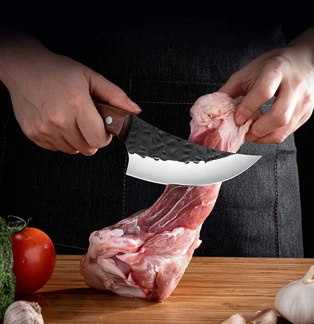 Professional Full Tang High Quality Carbon Clad Steel Handmade Kitchen Butcher Knife Hardness Sharp Boning Knife Camping Knives