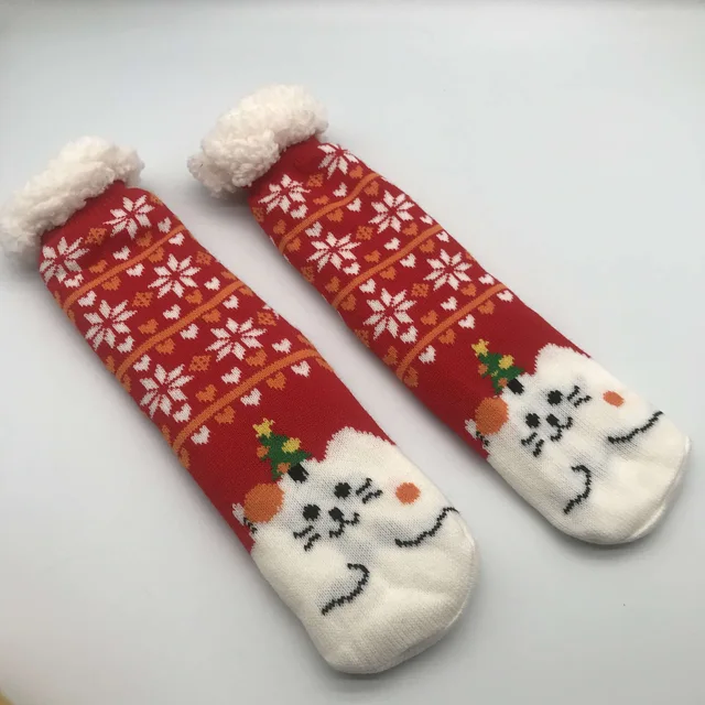 Women knitted christmas fluffy cozy socks