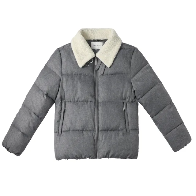 New Design light Weight Padding Sherpa Detachable Collar Men Winter Grey Jackets