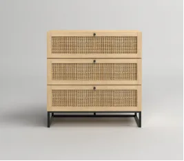 Rattan 3 drawer night stand
