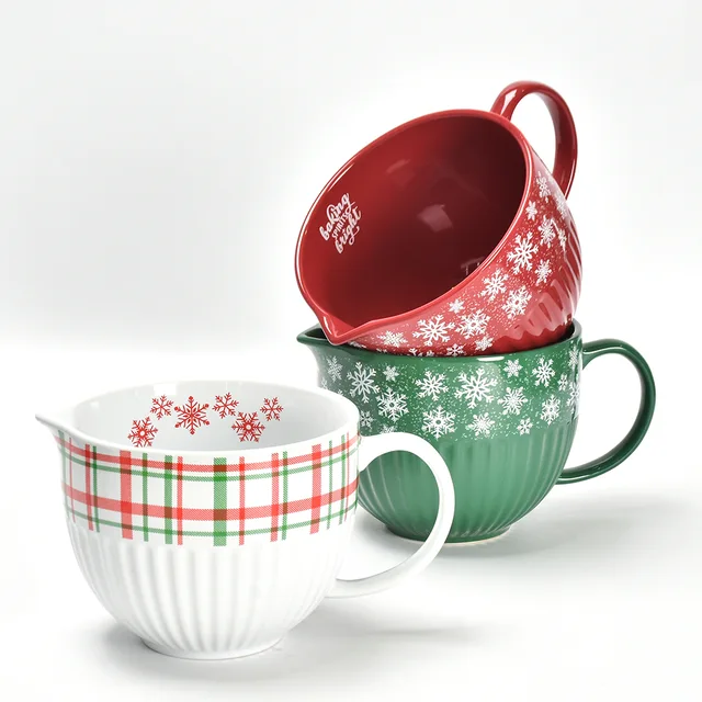 Christmas Hot Selling Colorful Custom Measuring Ceramic Cup Set With Handle