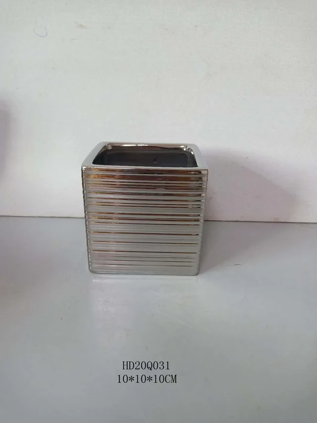 Newest design silver plated ceramic pot