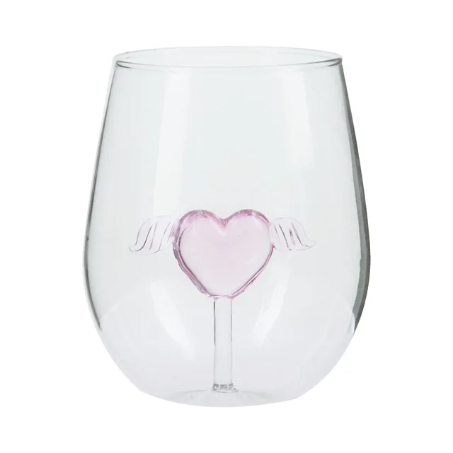 Cartoon glass ins transparent three-dimensional small love shaped milk cup