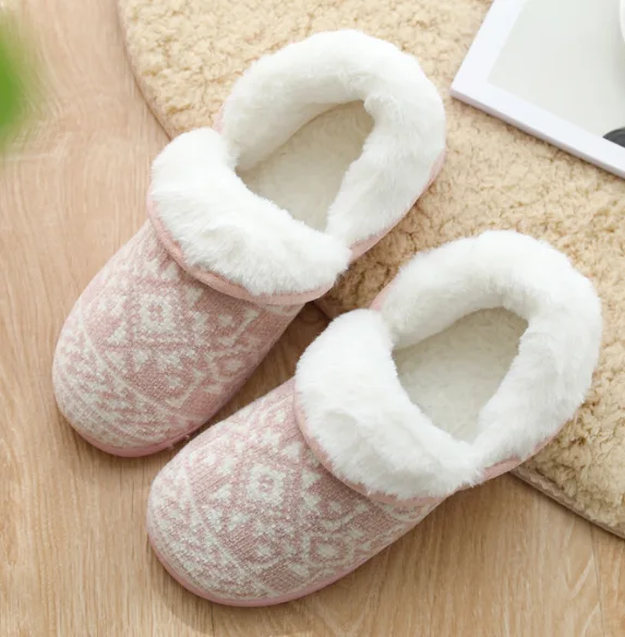 Ofoot Adult Warm Slippers,Soft Thick Memory Foam Fleece Lining Indoor Outdoor Anti-Skid Rubber Sole