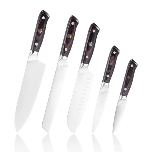 5Piece Black Pakka Wood Knife Set