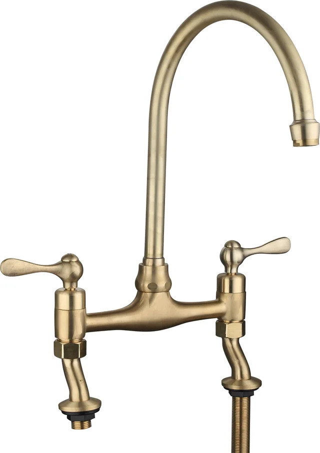 Brass chrome brushed gold deck mounted two handle sink taps kitchen faucet
