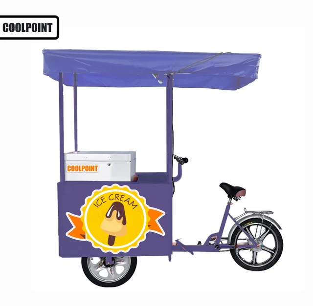 Solar Ice Cream Tricycle Bike with 208 Liters Solar Freezer Cargo Tricycle For Sale