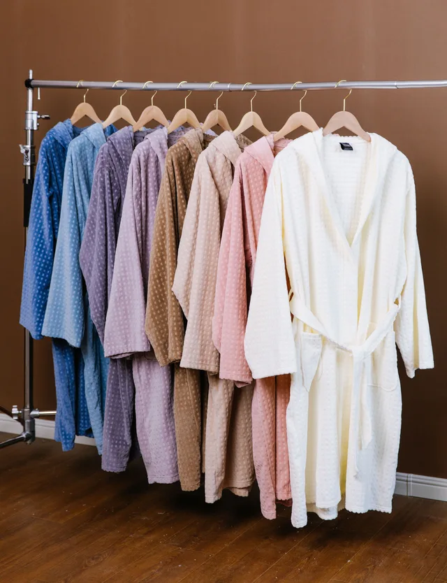 Cotton plain terry/velour bathrobe