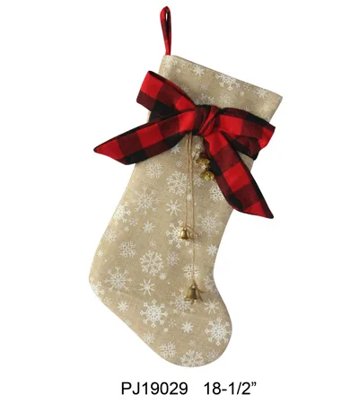 Cream-coloured silk screen printed linen stocking