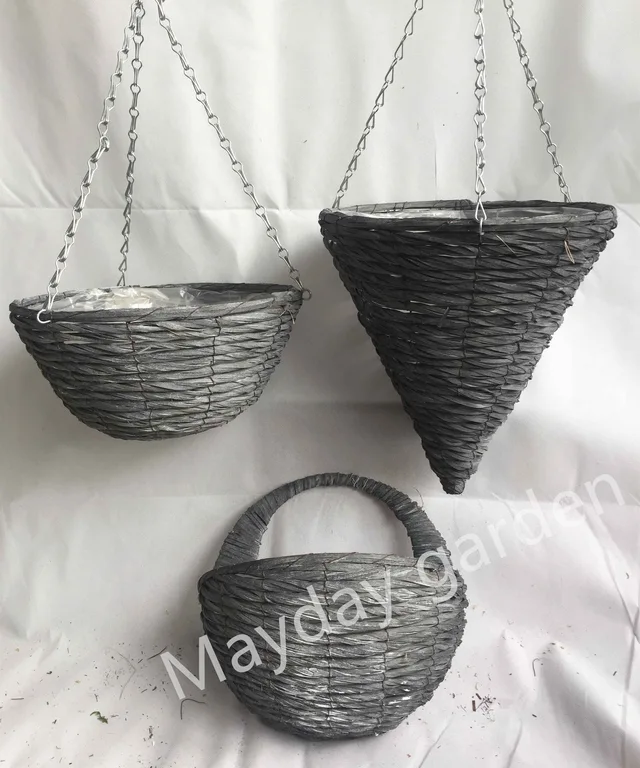 10In Natural Rattan Hanging basket wicker handmade basket planter for garden decor
