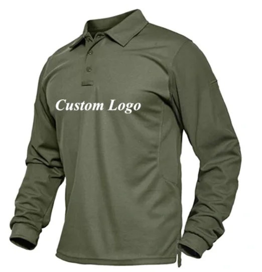 Military Shirt Jersey Long Sleeve OEM & ODM Polyester Quick Dry Olive Green Polo Shirt for Army