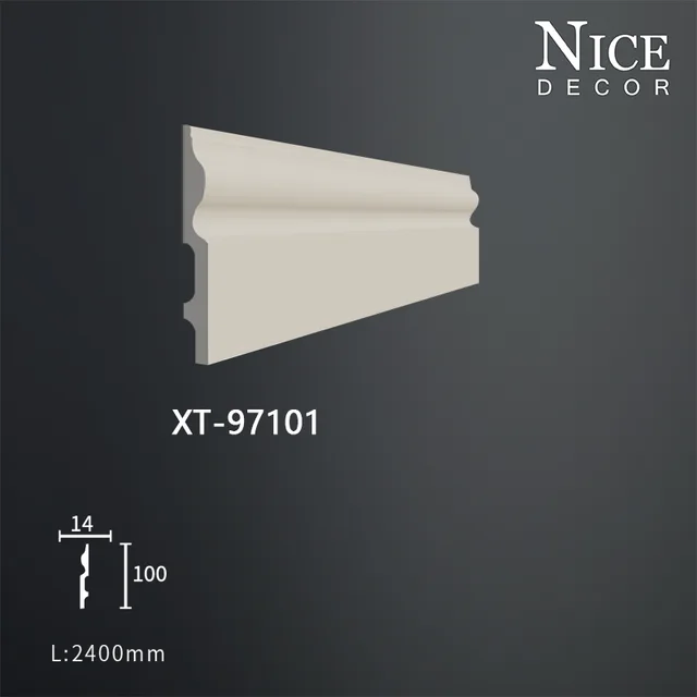 XT-97101 pu skirting line ,100mm white skirting line, imitation gypsum closing line of NICE DECOR