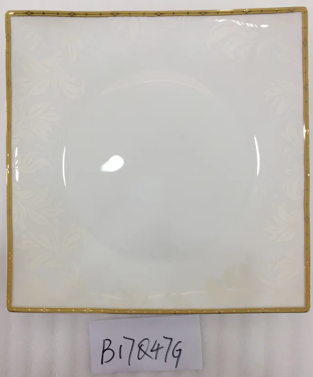 Square shape bone china dinner plate