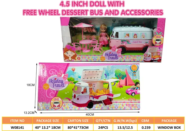 4.5inch baby doll with dessert bus and accessories